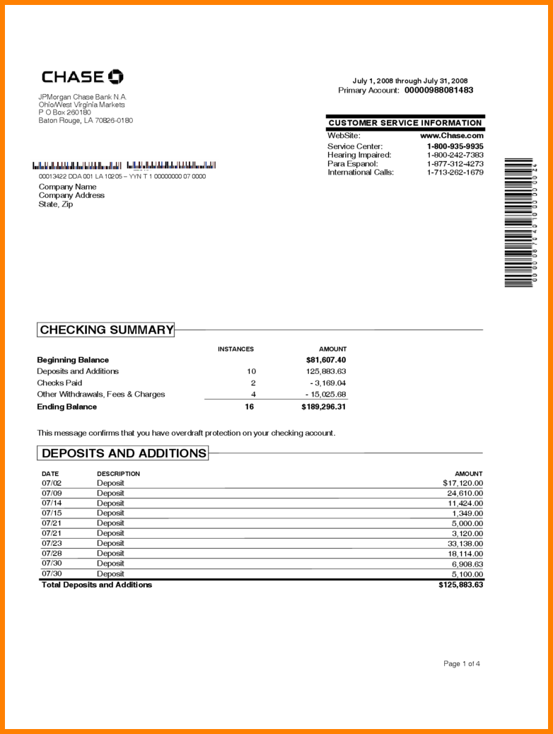 Free bank statement template download